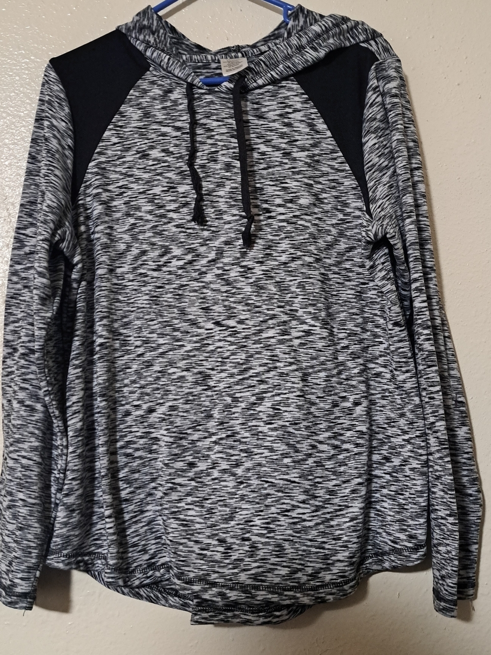Danskin Now Black & Gray Heather Pullover Hoodie LARGE Womens
